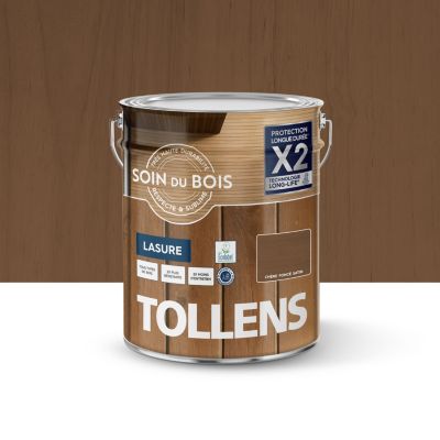 Lasure soin du bois intérieur et extérieur Tollens satin marron chêne foncé 5L