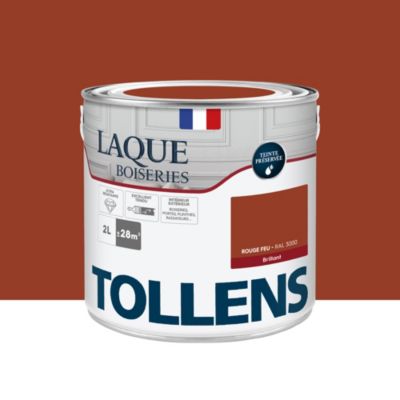 Laque boiseries et métal Tollens brillant rouge feu RAL 3000 2L