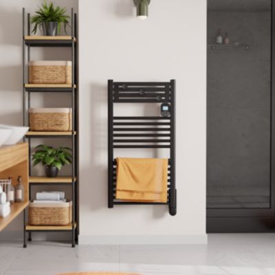 Sèche serviettes électrique 500 W noir à inertie fluide, Noirot Actibain - Noirot