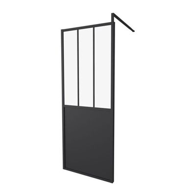 Paroi Fixe 80x200 Style Industriel Verre Rectangulaire Aluminium Epaisseur 5mm - vue 2