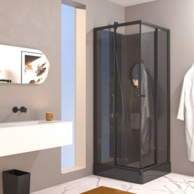 Cabine de douche carrée en acrylique noir 80x80 cm Gelco Design