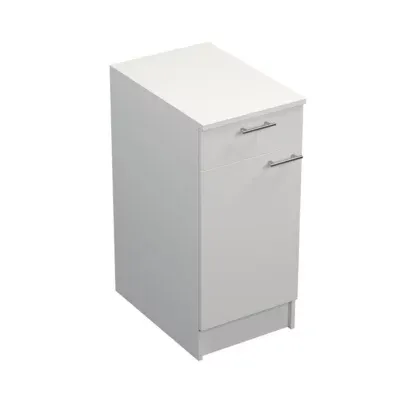 Meuble bas de cuisine 1 porte et 1 tiroir avec plan de travail Primalight blanc mat l. 40 cm x H. 87