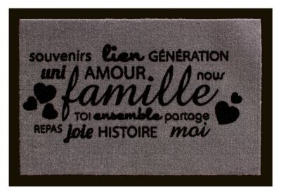 Paillasson gris L.60 x l.40 cm Famille Sweet Sol