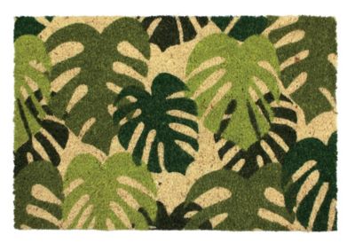 Tapis d'entrée coco feuillage L.60 x l.40 cm