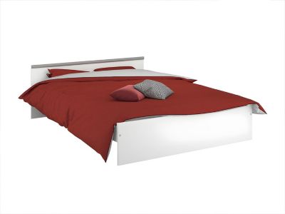 Lit avec rangements 140 x 190 cm - 2 tiroirs et 1 niche - Coloris : blanc - PABLO