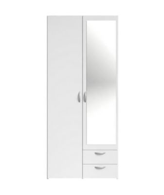 Armoire VARIA Décor 2 portes battantes + 1 miroir + 2 tiroirs 81 x H 185 x P 51 cm PARISOT - vue 2