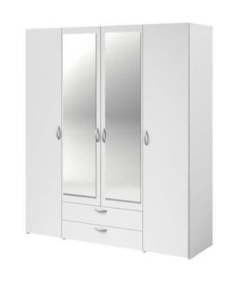 Armoire VARIA Décor 4 portes battantes + 2 miroirs + 2 tiroirs 160 x H 185 x P 51 cm PARISOT - vue 2