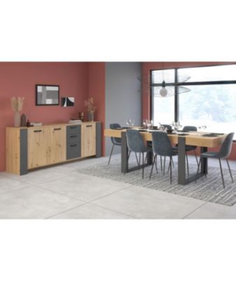 Ensemble enfilade + table LOFT PARISOT Chêne Artisan et 3 portes 8 personnes - vue 4