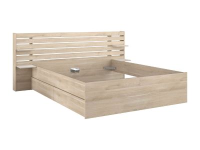 Lit 180 x 200 cm avec rangements - Coloris : Naturel - TENALIA