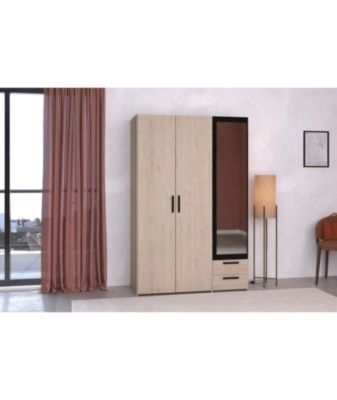 Armoire Panneau de particules Décor chêne et 3 portes droites Essentiel Chambre 120.3x185x51.7 cm - vue 2