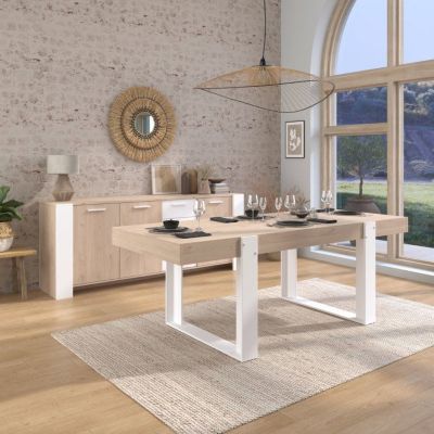 Ensemble enfilade + table LOFT PARISOT Chêne Artisan et 3 portes 8 personnes - vue 1