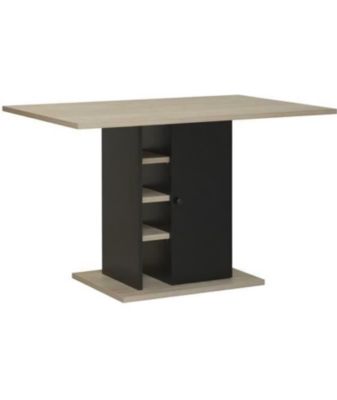 Table à manger rectangulaire avec rangement 1 porte Décor chêne et OXFORD 120 x P 80 x H 75 cm - vue 2
