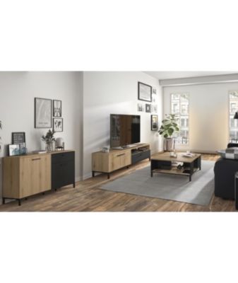 Ensemble meuble TV, table basse et buffet bas - TRUST - Chene / Noir - GAMI