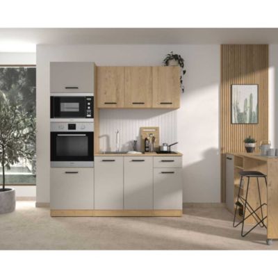 ALPAGA Cuisine complète Chêne silva / 180 x 6031 x 211 cm Avec colonne four et plan de travail GAMI - vue 2