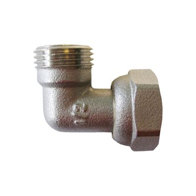 Coude gaz 90 deg Gazinox laiton plaque 15x21 ecrou 7 cm