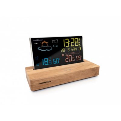 Thomson Station météo CT610 bois noir écran couleur prévisions alarme Marron - vue 3