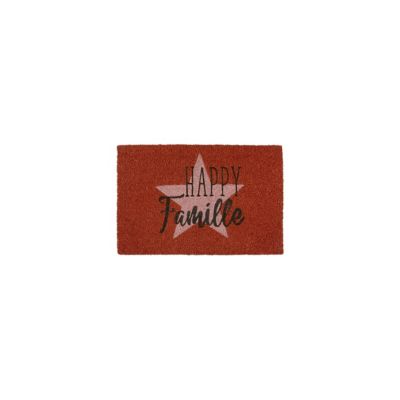 Tapis d'entrée coco Doormat happy famille L.40 x l.60 cm rouge