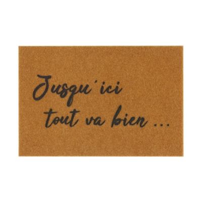 Tapis d'entrée coco Doormat Jusqu'ici tout va bien ... L.40 x l.60 cm naturel