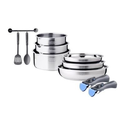 Batterie de cuisine induction - Arthur Martin - AM2238 - Acier inoxydable - 10 pieces - Poignée amovible - Tous feux dont induc