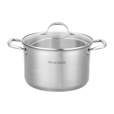 Arthur Martin Marmite 32 cm Acier inoxydable 12 litres Couvercle verre Tous feux