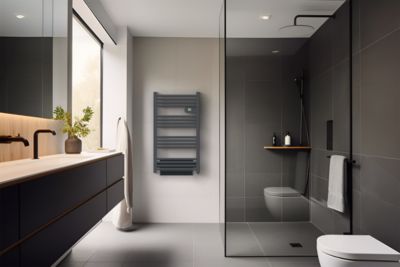 Sèche serviette électrique Carrera Alani gris + soufflerie 1500W - Carrera