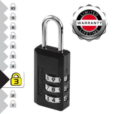 646EURD Cadenas à Combinaison avec Corp en Zinc, Noir, 6,3 x 2 x 1 cm