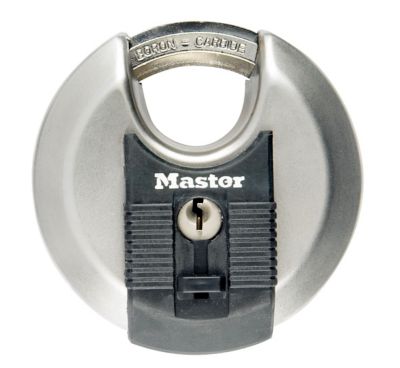 Cadenas à clé Master Lock Excell M40EURD disque en acier inoxydable Ø70 mm hauteur de l'anse 16 mm
