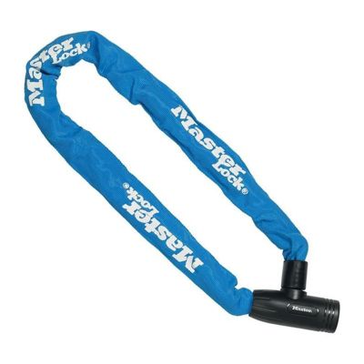 Master Lock - Chaine Antivol Velo - 90 cm - Acier Durci 8 mm - Systeme a Cle - Bleu