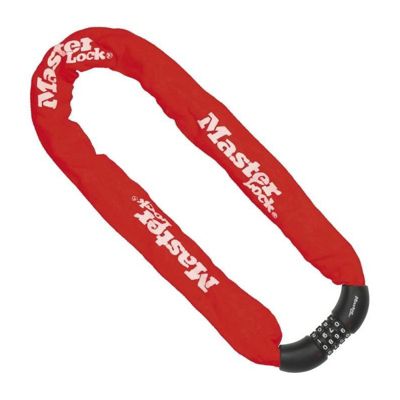 Master Lock - Chaine antivol velo - 90 cm - 8 mm - combinaison - rouge