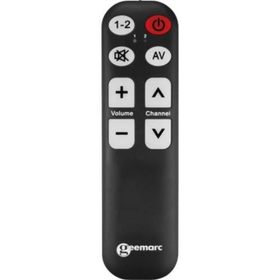 Geemarc TV-5 télécommande universelle noir, 8 grandes touches, learning pour 2 appareils, compacte