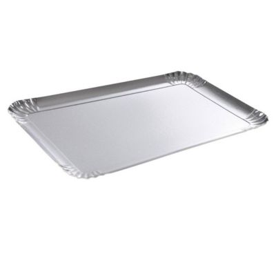 Homea Lot de 3 Plateaux en Carton Rectangle 28x42cm Argent - vue 2