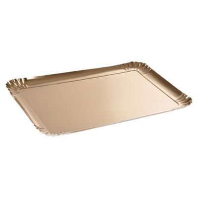 Homea Lot de 3 Plateaux en Carton Rectangle 28x42cm Or - vue 2