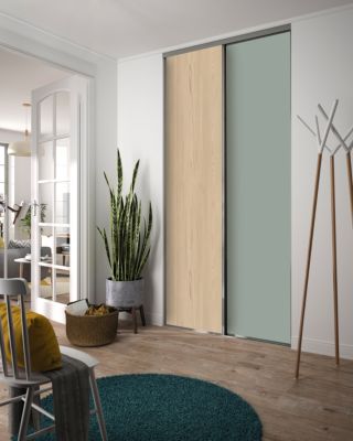 Pack 1 vantail décor mélèze + 1 vantail décor vert fjord H. 248,5 cm x l. 120 cm