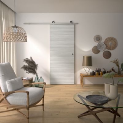 Kit Porte Coulissante OPTIMUM BILBAO2 + RAAP ACBR H 204 x 83 x 3 6 cm Acier brossé Installation rapide - vue 2