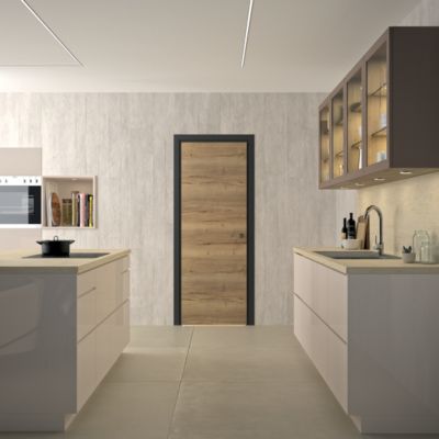 Bloc porte isotherme avec huisserie OPTIMUM Premium Chêne authentique Poussant droit et ajustable H 204 x Ep 44 x 83 cm