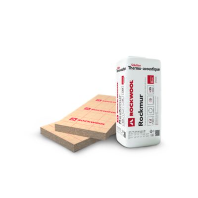 Panneau laine de roche Rockwool Rockmur kraft 1 35 x 0 6 ép. 40 mm R=1 1 m².WK lot de 14 panneaux