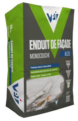 Enduit de façade monocouche allégé gris perle 25kg