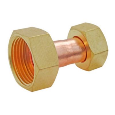 Raccord droit 2 écrous tournants Femelle 20/27 (3/4) - Femelle 15/21 (1/2) - douille cuivre