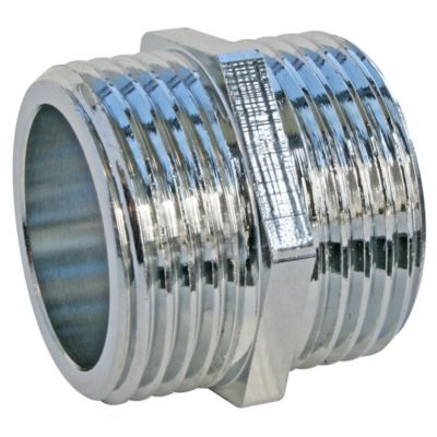 Mamelon égal laiton chromé double mâle 15/21 (1/2), lot de 2