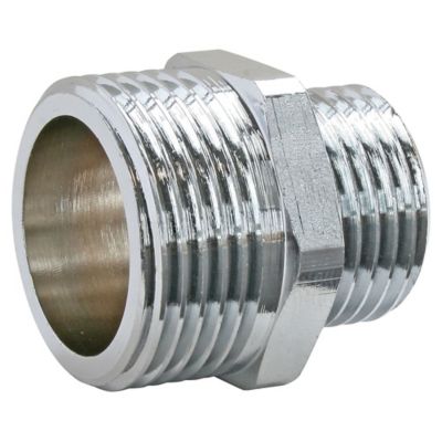 Mamelon réduit laiton chromé Mâle 15/21 (1/2) - Mâle 12/17 (3/8), lot de 2