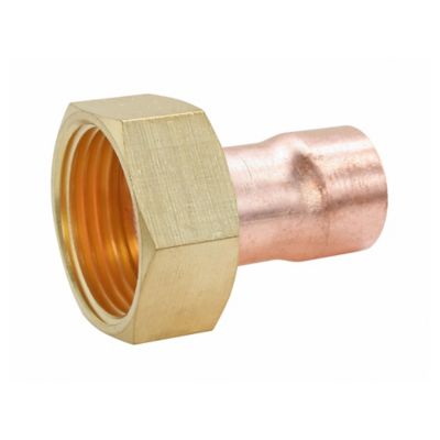 Raccord collet battu cuivre droit à souder sur tube cuivre Ø10 - sortie écrou tournant femelle 12/17