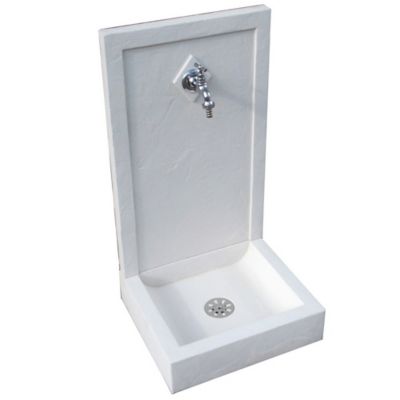 Fontaine de jardin Avalon blanche en pierre reconstituée H.76 cm