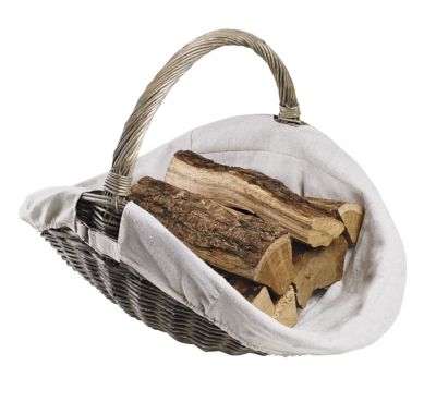 Panier à bois en lin et osier Dixneuf Champêtre