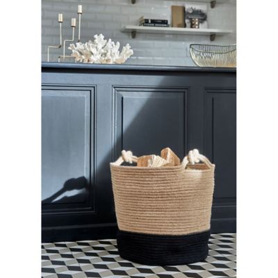 Panier à bûches Carrick naturel & noir ø. 40 x H. 40 cm