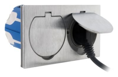 Zenitech Prise de sol double 2P+T Alu brossé - vue 3