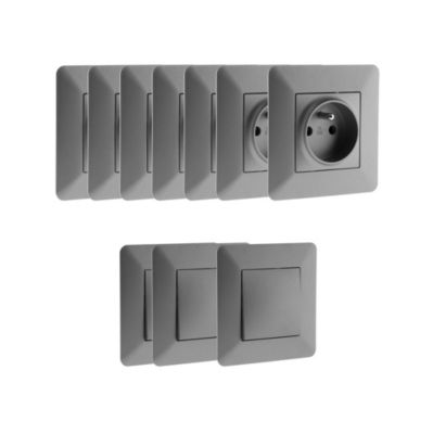 Lot de 7 prises monopostes + 3 interrupteurs va et vient Zenitech