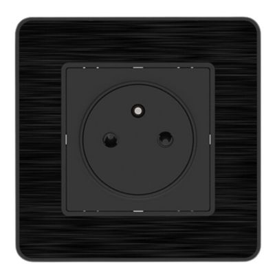 Prise 2P+T Easy Eject complet métal brossé Kouro Zenitech
