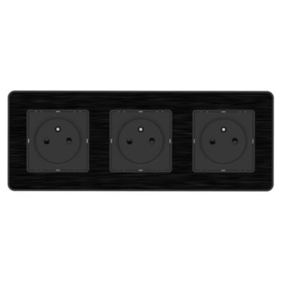 Prise 2P+T 3x16A Easy Eject complet métal brossé Kouro Zenitech