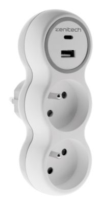 Prise 2x16A + 2 ports USB - Bolea Zenitech
