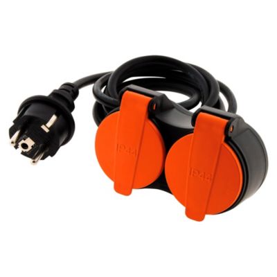 Rallonge étanche 2 prises avec clapet 2P+T H07RN F 3x15mm² 5m Zenitech